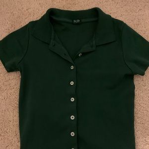 Brandy Melville green button up shirt
